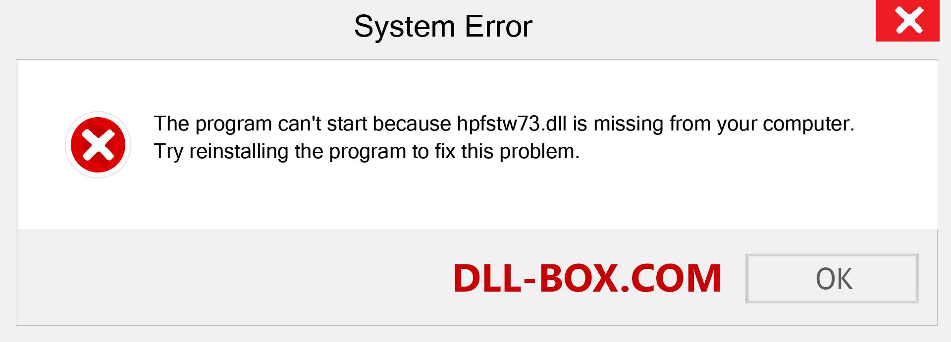  hpfstw73.dll file is missing?. Download for Windows 7, 8, 10 - Fix  hpfstw73 dll Missing Error on Windows, photos, images